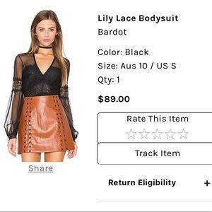 Lily Lace Bardot Bodysuit Size Small with Tags